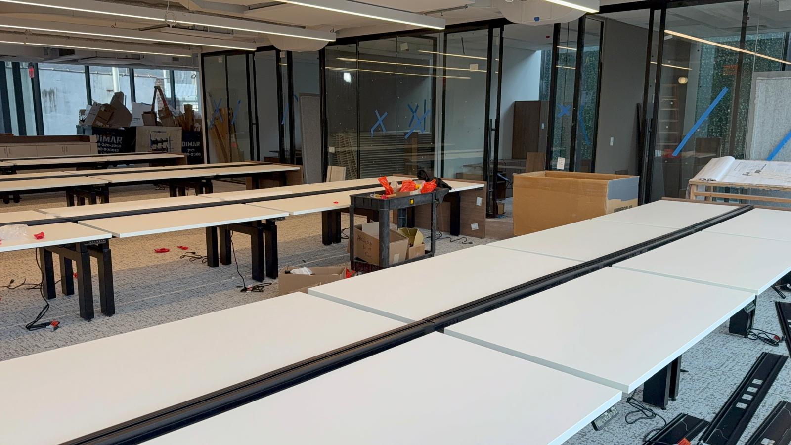 Sit-stand desk frame assembly