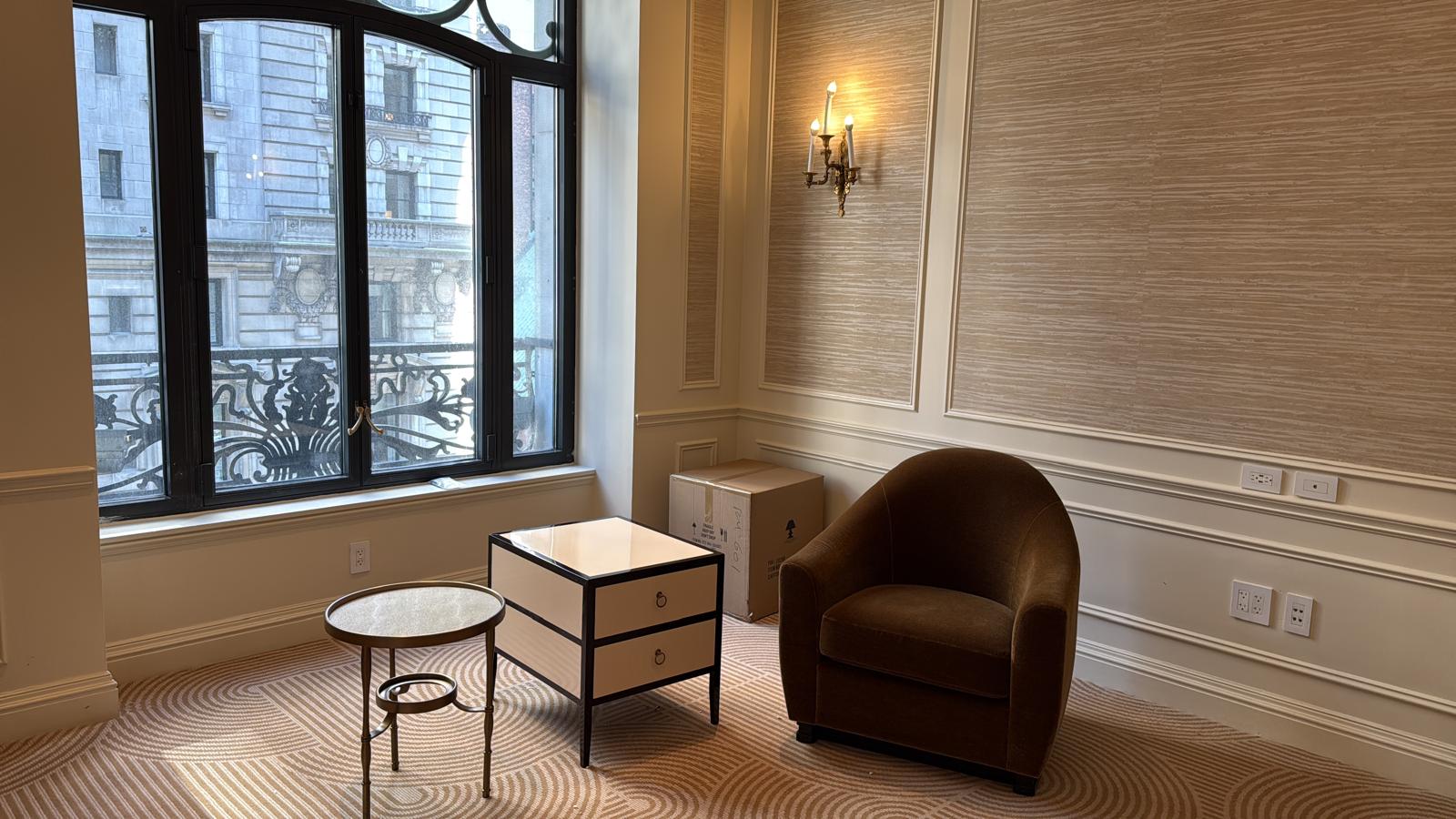 Luxury hotel suite setup
