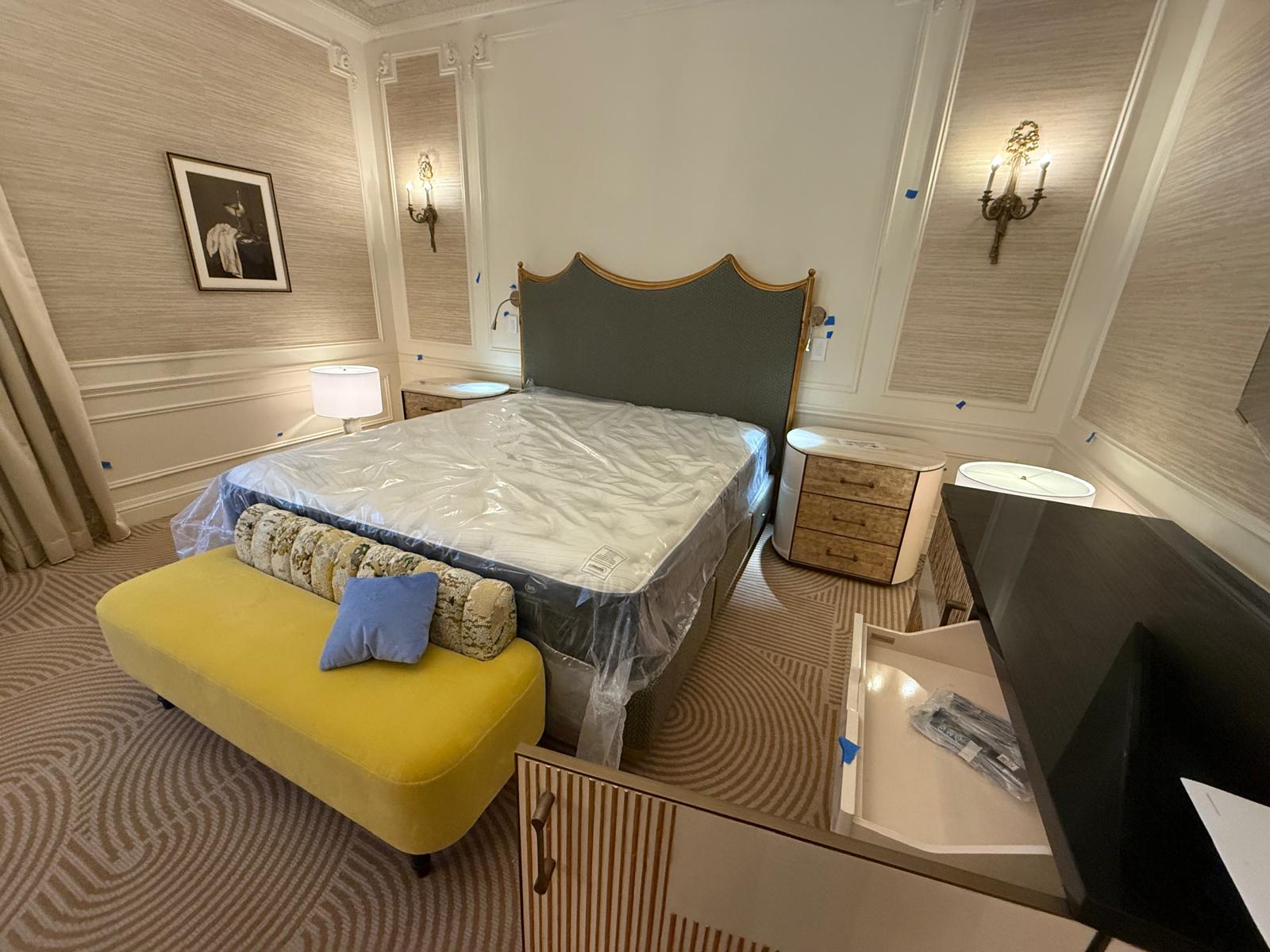 Luxury hotel bedroom installation