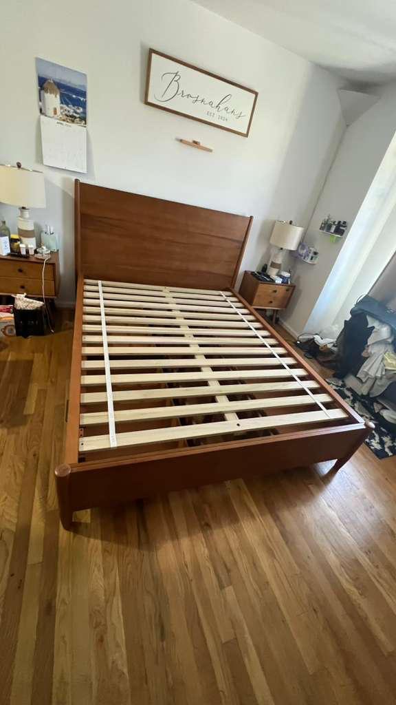 Wood bed frame assembly