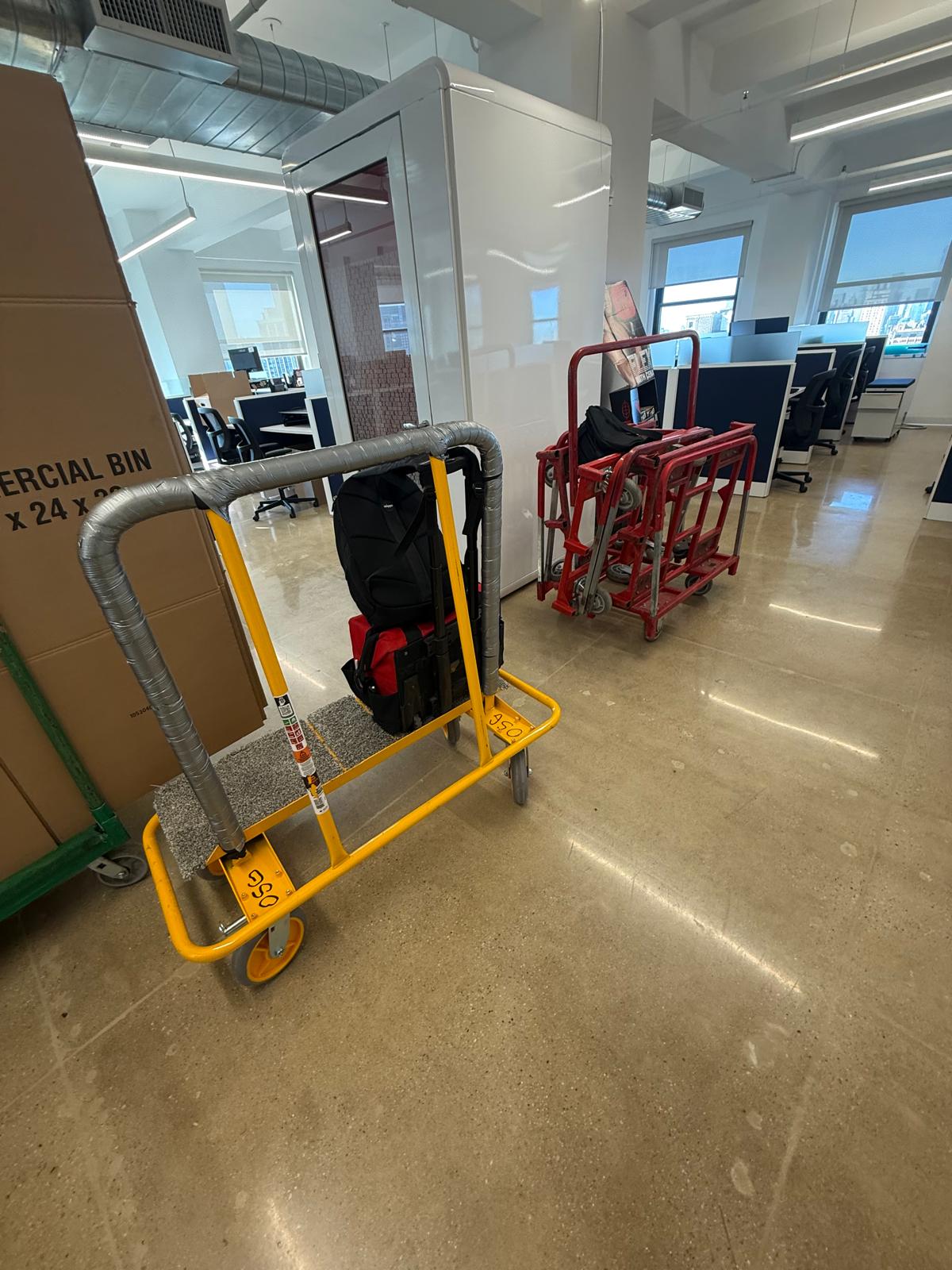 Moving equipment staged for logistics